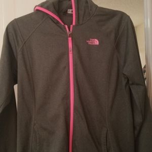 The North Face gray jacket with pink details